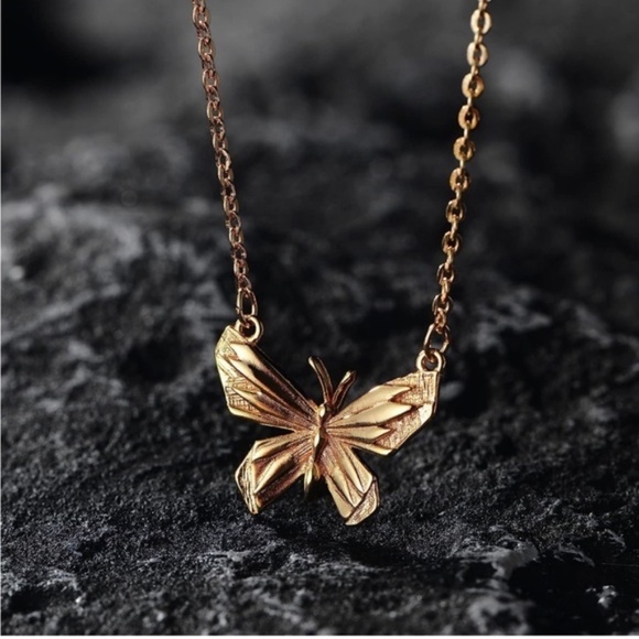 GOLD 14k Gold Plated Butterfly Pendant Necklace - Picture 6 of 6